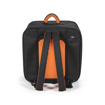 Borsa-Zaino imbottita + Trolley, mod. 1000ST per fisarmonica, col. Nero e Arancione - Black and Orange