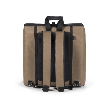Padded Bag/Shoulder-bag + Trolley, mod. 2000ST for accordion made in vegan leather, col. Marrone - Brown