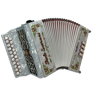 Paolo Soprani mod. Saltarello 8 (21/8 3 reeds), Tuning G/C, fast keyboard, musette, White