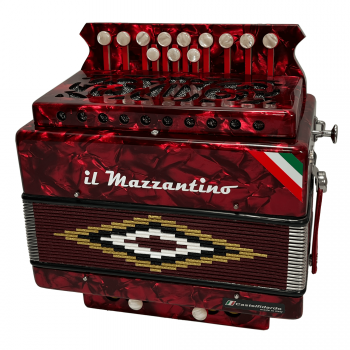 Il Mazzantino mod. Studio 12 note, 2 bassi, 3 voci. Tonalità DO (C), Rosso con bandiera italia