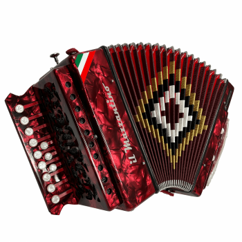 Il Mazzantino mod. Studio 12 note, 2 bassi, 3 voci. Tonalità DO (C), Rosso con bandiera italia