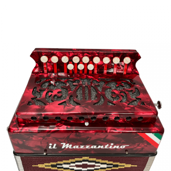 Il Mazzantino mod. Studio 12 note, 2 bassi, 3 voci. Tonalità DO (C), Rosso con bandiera italia
