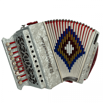 Il Mazzantino mod. Studio 12 notes, 2 basses, 3 reeds. Tuning D, White