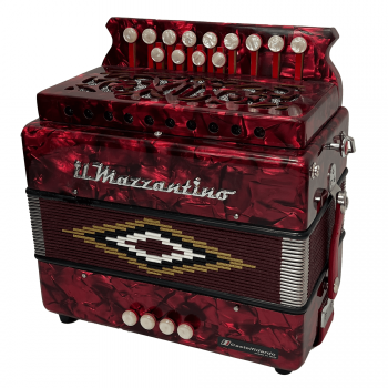 Il Mazzantino mod. Studio 13 notes, 4 basses, 3 reeds. Tuning C/F, Red