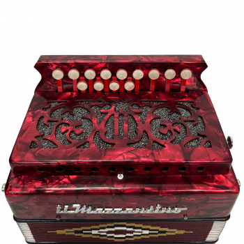 Il Mazzantino mod. Studio 13 notes, 4 basses, 3 reeds. Tuning C/F, Red