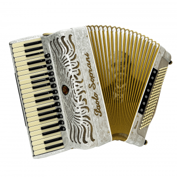 Paolo Soprani Super Paolo mod. "UNICA" 41/120/4°- 5° LMMM , (cassotto), white and gold