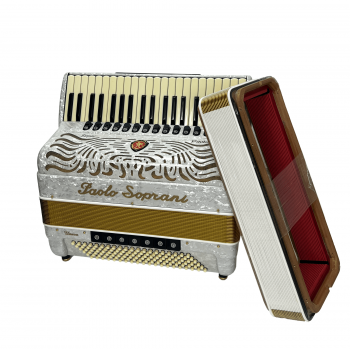 Paolo Soprani Super Paolo mod. "UNICA" 41/120/4°- 5° LMMM , (cassotto), white and gold