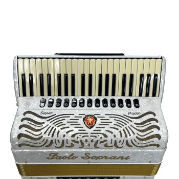 Paolo Soprani Super Paolo mod. "UNICA" 41/120/4°- 5° LMMM , (cassotto), white and gold