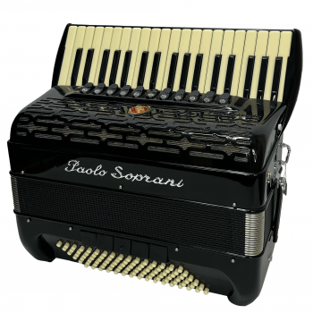 Paolo Soprani mod. Professionale 37/96/4°- 4° LMMM, col. BLACK and ivory - Nero con tasti e bassi avorio