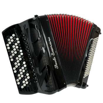 Paolo S. mod. Internaz. 46(87)/120/4°- 5°, 5 row of buttons, C griff, LMMH, 2 voices in cassotto, col. BLACK - Nero traforo PS