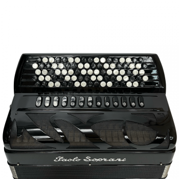 Paolo S. mod. Internaz. 46(87)/120/4°- 5°, 5 row of buttons, C griff, LMMH, 2 voices in cassotto, col. BLACK - Nero traforo PS