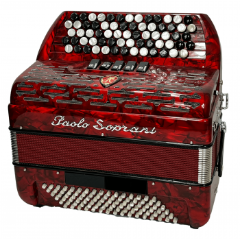 Paolo Soprani mod. Internazionale 67/96/3°- 4°, 5 row of buttons, C griff, LMM, col. RED - Rosso