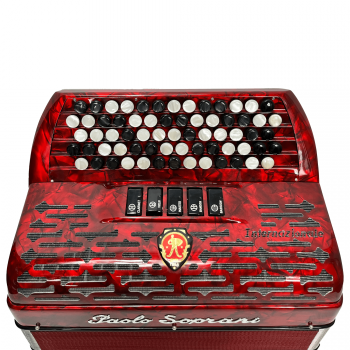 Paolo Soprani mod. Internazionale 67/96/3°- 4°, 5 row of buttons, C griff, LMM, col. RED - Rosso