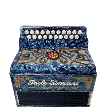 Paolo Soprani mod. Saltarello 8 (21/8 3 reeds), Tuning A/D (LA/RE), fast keyboard, musette, Blu chiaro