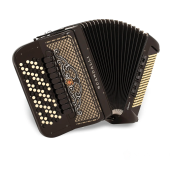 Scandalli mod. CROMO SUPERIOR BALKAN 43(96) 5 row of buttons, 140 4°- 5°, LMMH, 2 Cassotto, col. Black - Nero