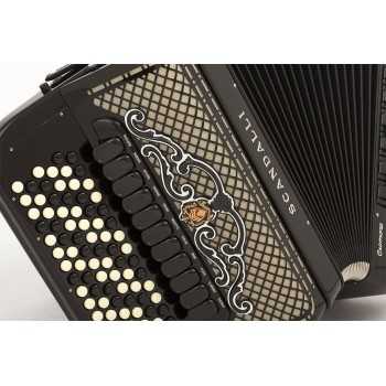 Scandalli mod. CROMO SUPERIOR BALKAN 43(96) 5 row of buttons, 140 4°- 5°, LMMH, 2 Cassotto, col. Black - Nero