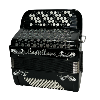 Castellani mod. Studio, 72/2°, 5 file di bottoni, C griff, col. NERO - Black