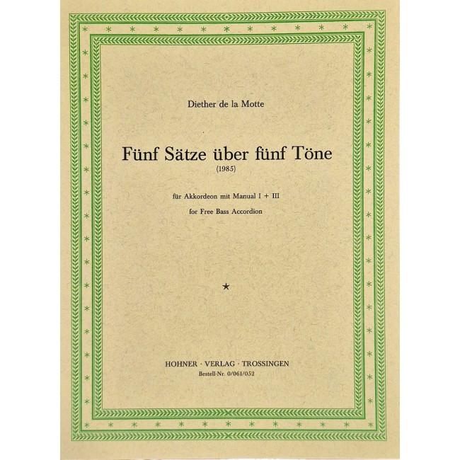 Funf Satze uber funf Tone, fur Akkordeon mit...