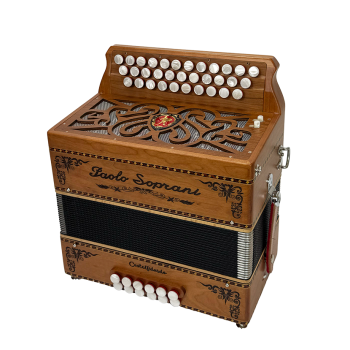 Organetto Paolo Soprani mod. Saltarello 33/2 , Tonalità SOL/DO (G/C), Tablatura Corgeron col. Legno