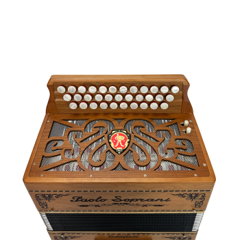 Organetto Paolo Soprani mod. Saltarello 33/2 , Tonalità SOL/DO (G/C), Tablatura Corgeron col. Legno