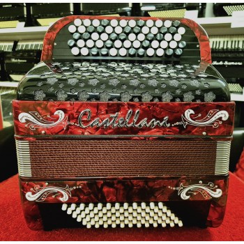 Castellani mod. Studio, 72/2°, 5 file di bottoni, B griff, col. Rosso + Deco