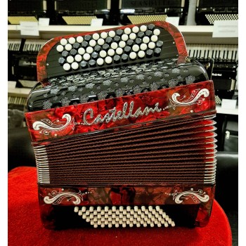 Castellani mod. Studio, 72/2°, 5 file di bottoni, B griff, col. Rosso + Deco