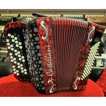 Castellani mod. Studio, 72/2°, 5 file di bottoni, B griff, col. Rosso + Deco