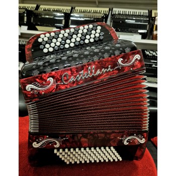 Castellani mod. Studio, 72/2°, 5 file di bottoni, B griff, col. Rosso + Deco