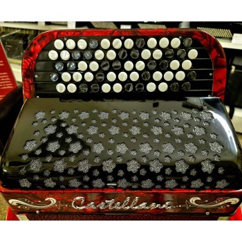 Castellani mod. Studio, 72/2°, 5 file di bottoni, B griff, col. Rosso + Deco