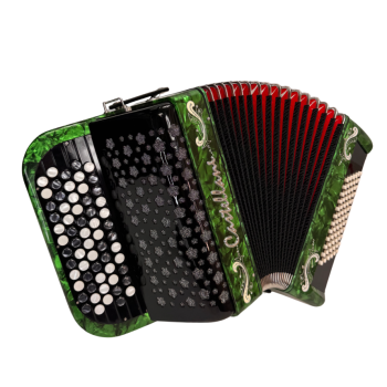 Castellani mod. Studio, 72/2°, 5 file di bottoni, C griff, col. Verde - Green