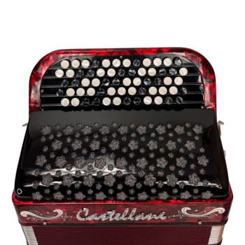 Castellani mod. Studio, 72/2°, 5 file di bottoni, B griff, col. Rosso + Deco