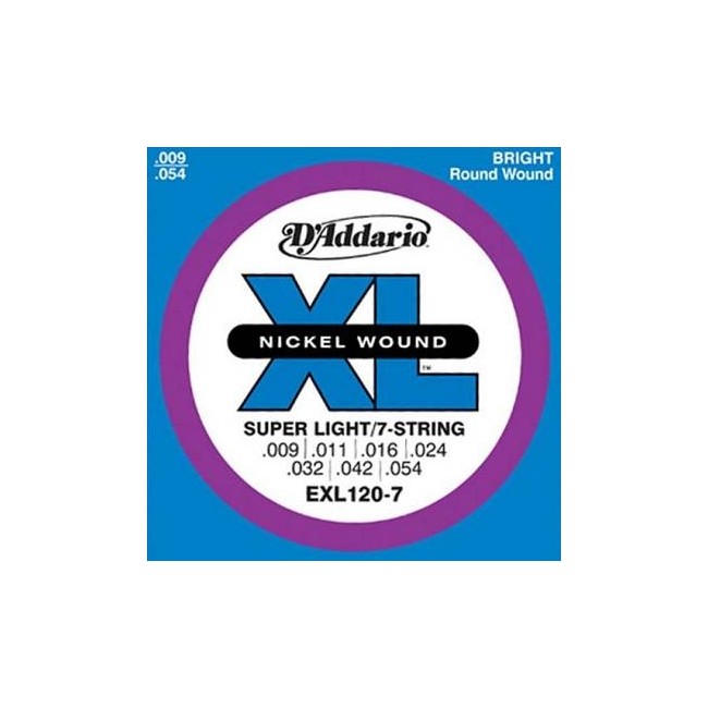 D'ADDARIO - XL NICKEL ROUND WOUND - EXL120-7...