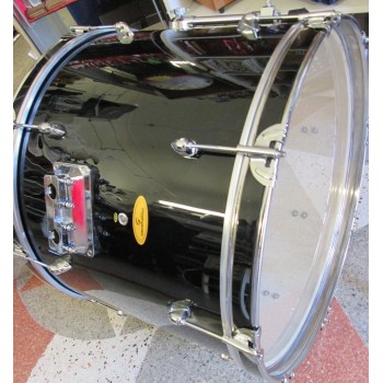 SOUNDSATION GRANCASSA PER BATTERIA 22X15 COMPLETA DI GAMBI E PELLI IN PIOPPO 9 STRATI FINITURA NERO diametro foro 22mm