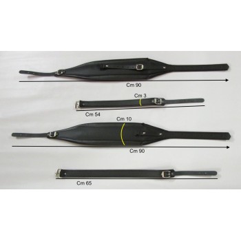 Straps for accordion in Real leather and Artificial Leather, mod. 10/EL (width 10 cm / lenght adjust.) + Back straps, col. BLACK